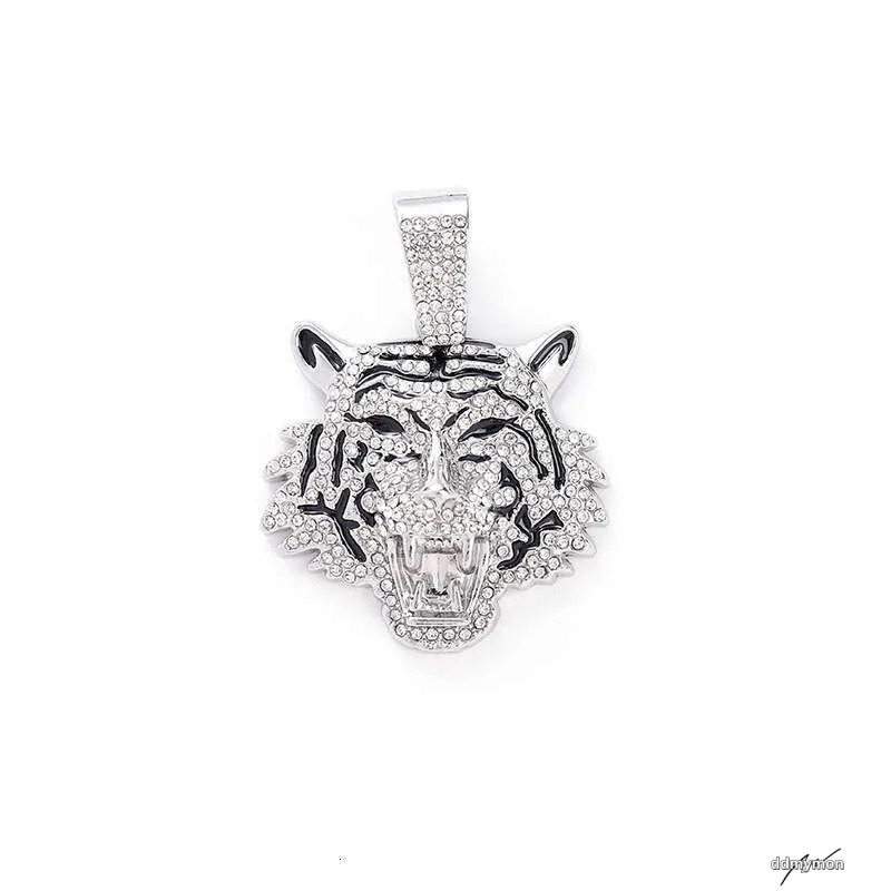 Men's Hip-Hop Tiger Pendant Necklace: Alloy Cuban Chain With 3D Full Dia Style Ddmymon