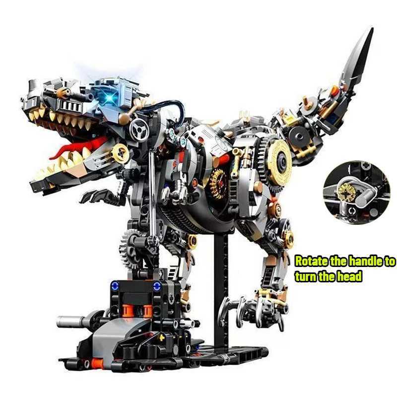 Mechanical Dinosaur Mantis Whale Shark Horse Building Blocks MOC Animal World Set With Light Bricks Kids STEM Toys Kids Gifts C251023