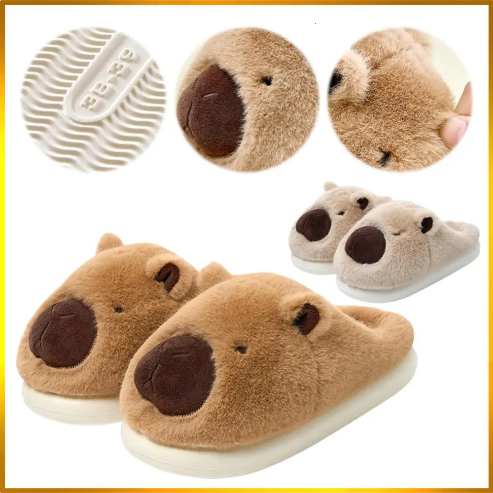 Plush Capybara Slippers Closed Toe Slippers Cute Thermal Home Slippers Comfortable Fluffy Couple Slippers NonSlip for Men Women251020