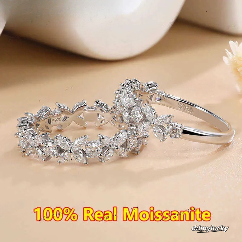 Ring With Dias: Marquise Cut Simulated Dia Ring, Sier Plated, White Gold Finish - Elegant Gift For Women Ddmylucky