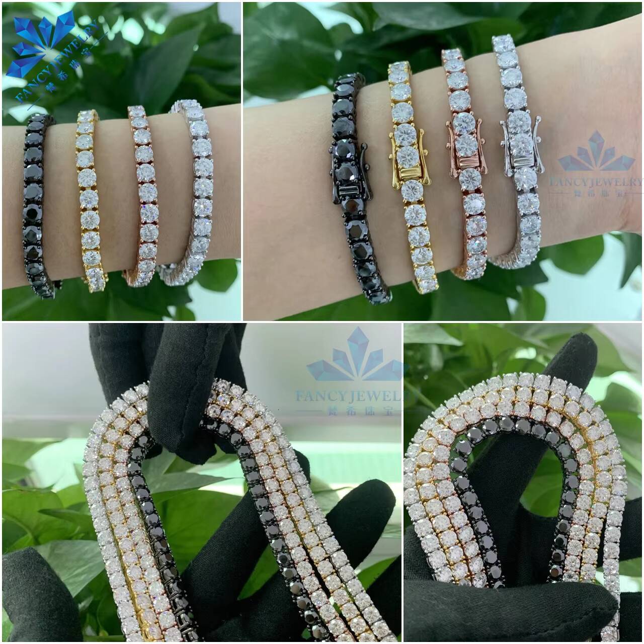 Hip Hop 925 Sterling Silver Link Chain Cheap Price VVS Moissanite Diamond Tennis Necklace with 2mm 3mm 4mm 5mm 65mm Sizes