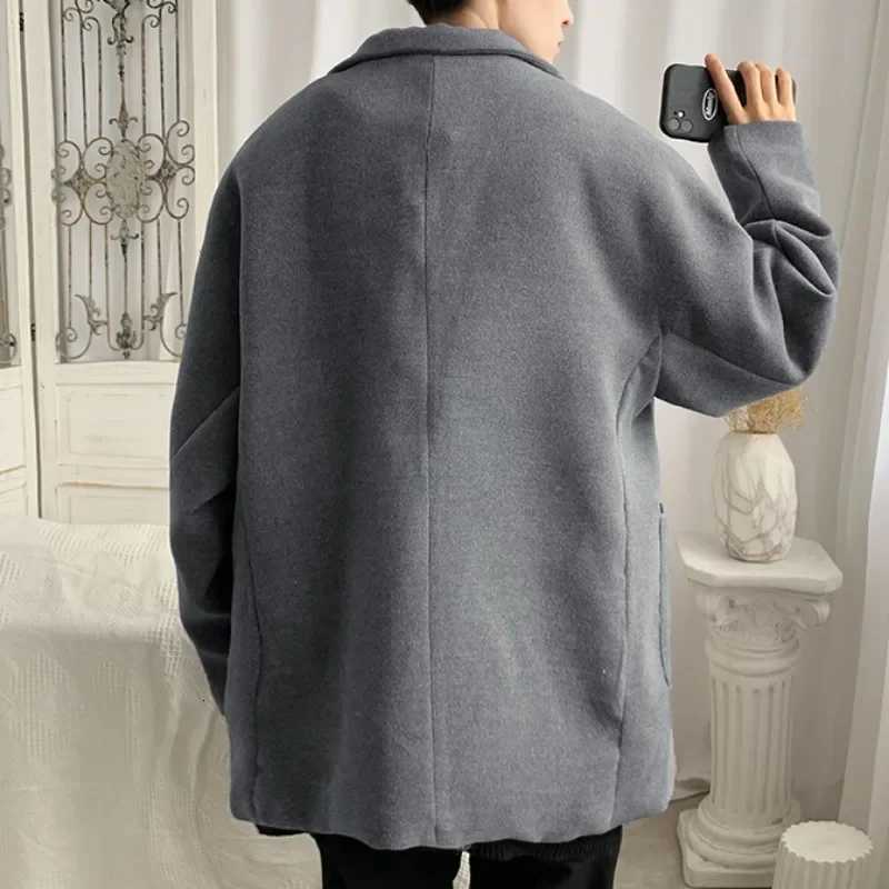 Blends for Men Harajuku Winter Thicker Students Korean Style Couples Outwear Allmatch High Street Coats Baggy CasualT251025