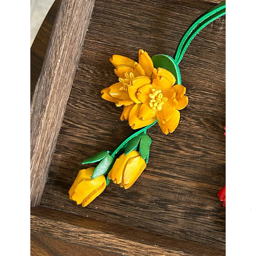 Oriental Cherry Genuine Leather Bag Charm Purple Flower Keychain Bag Pendant Decoration High Girl Gift Bags Accessories 251023