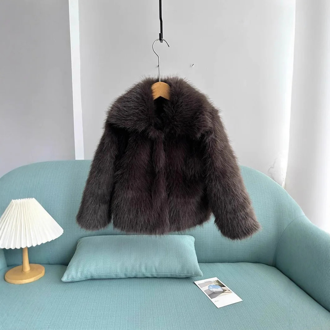 Girls Fox Fur Coat Little Girl Middle and Older Childrens Coat Thickened Childrens Autumn and Winter Clothes 251023