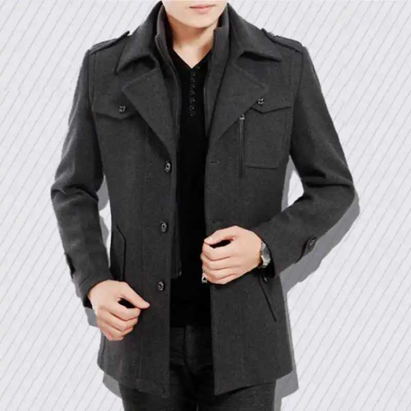 Mens Woolen Coat Short Cashmere Jacket Male Autumn Winter Overcoat Suit Collar Wool Coat thicked Woolen Jacket Man ClothesT251025