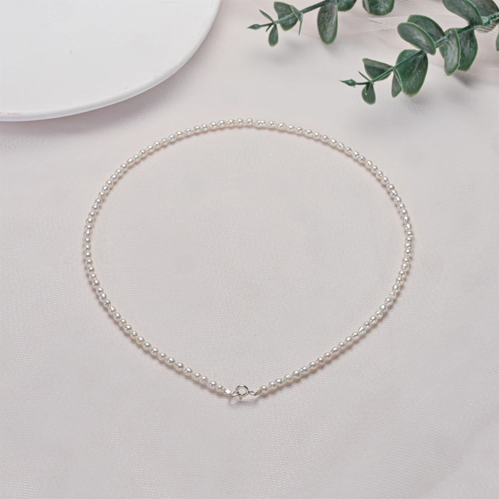 Dainashi 925 Sterling Silver 2535mm Rice Shape Freshwater Pearl Necklaces 40cm Length Collar Necklaces for Women Jewelry Gift 251016