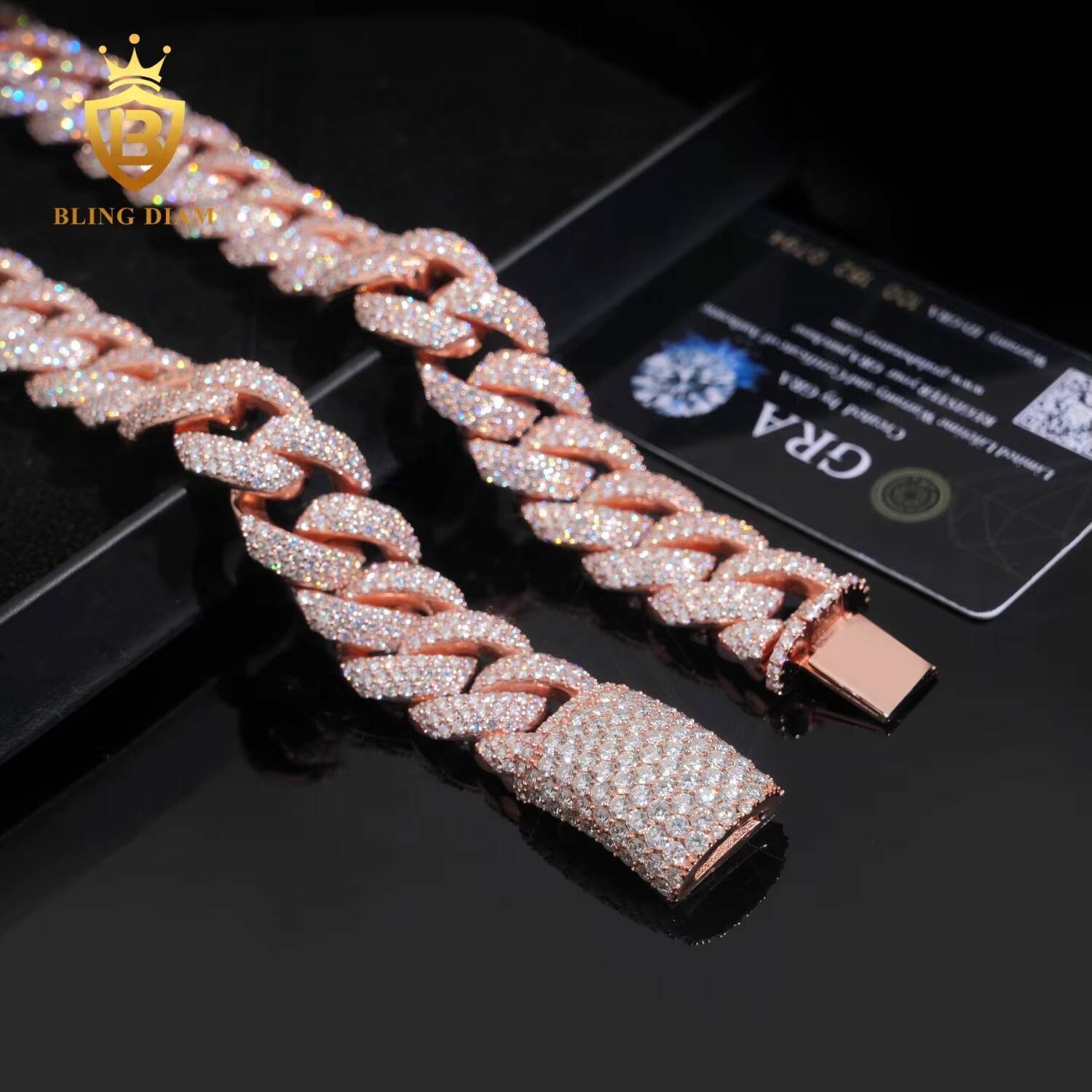 Diamond Cuban Link Chain Iced Out VVS Moissanite Diamond Sterling Silver 925 20MM Hip Hop Miami Cuban Link Chain Necklace