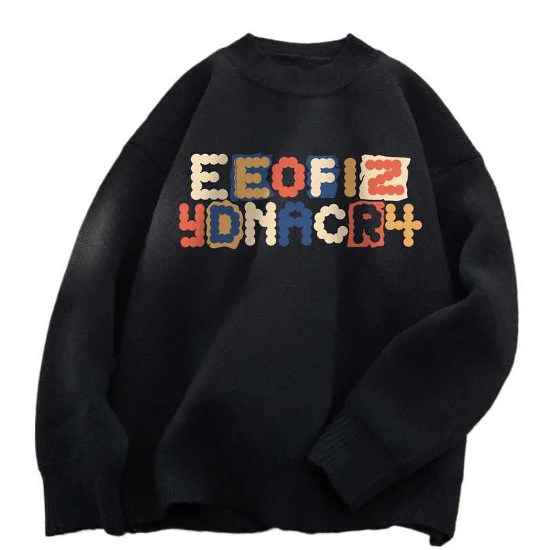 Mens Oversized Sweaters Autumn White Knitted Sweater Fashion Letter Print 5XL Casual Wear for Man Knit Pulloves Men ClothesT251025