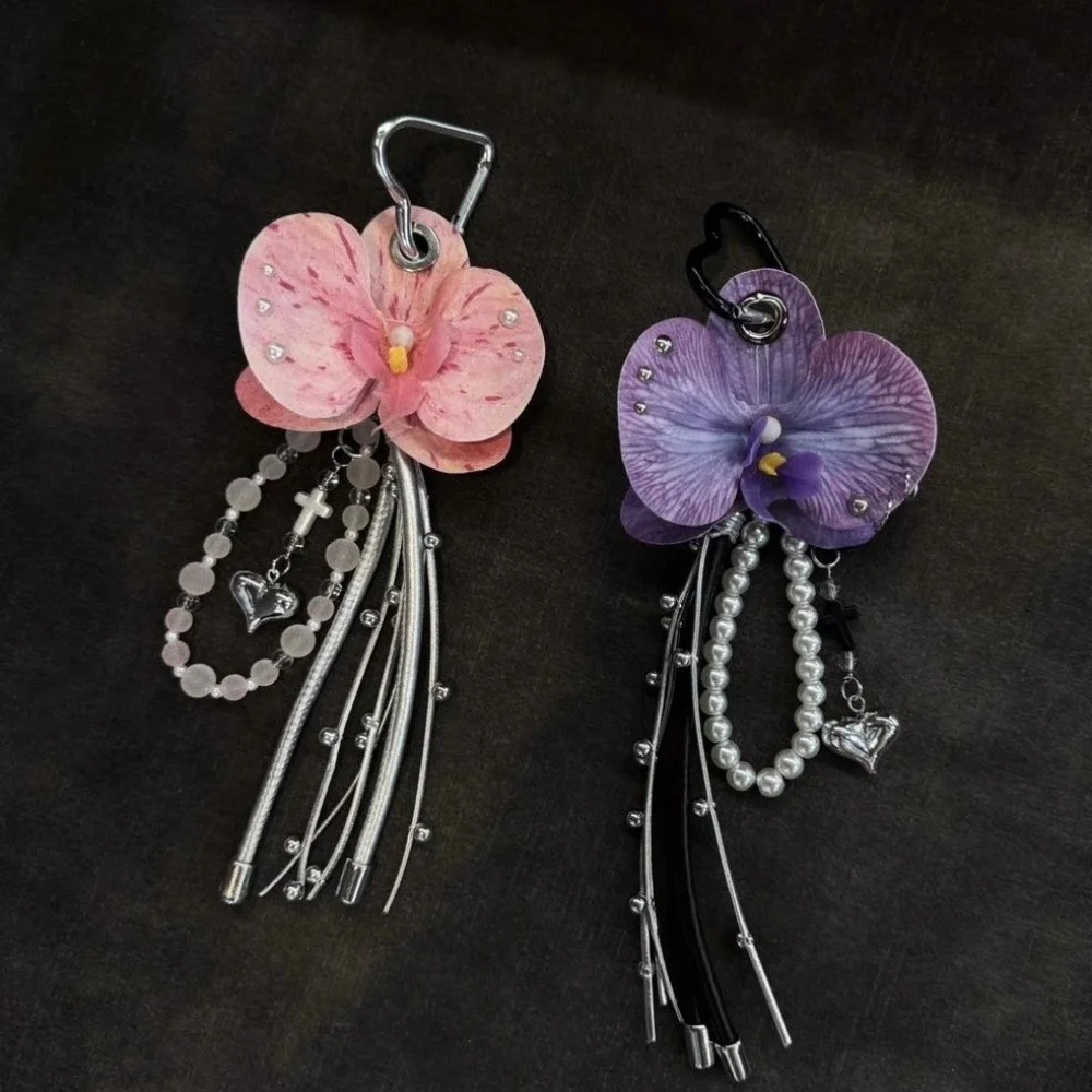 Creative Simulation Flower Bag Pendant Exquisite Phalaenopsis Orchid Lily Keychain Fashion Backpack Decoration Accessories Gifts 251023