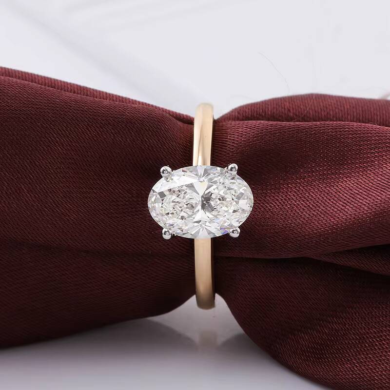 4ct Diamond Ring Lab Grown Diamond Ring Oval Hand Inlay Igi Certified Diamond Wedding Engagement 14k Gold Rings for Women