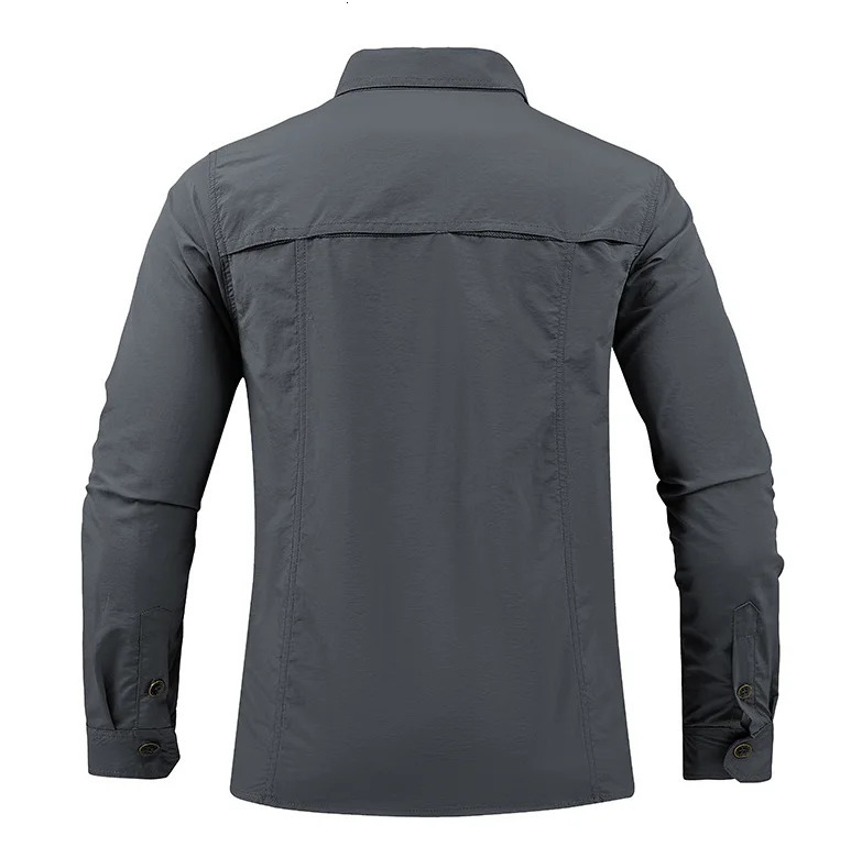 Men Summer Tactical Long Sleeved Shirts US Outdoor Multipocket Army Green Waterproof Summer Camping Fishing Cargo Shirts 251023