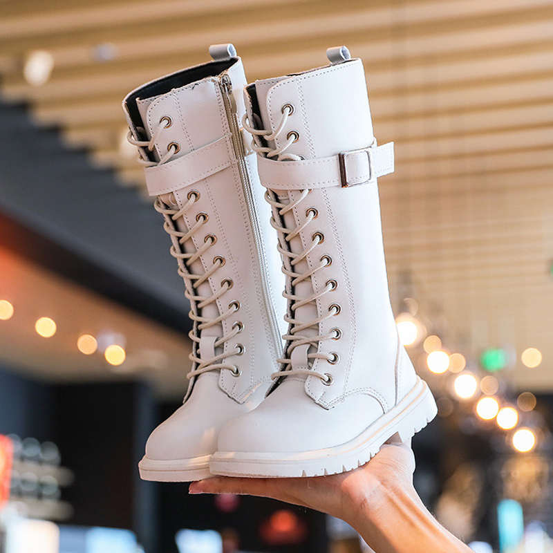 Girls Long Boots Fashion Design Girl Kids Winter High Tube Cavalier Boots Children Cutefeet Knee Length Boots Sizes 27-37 C1182