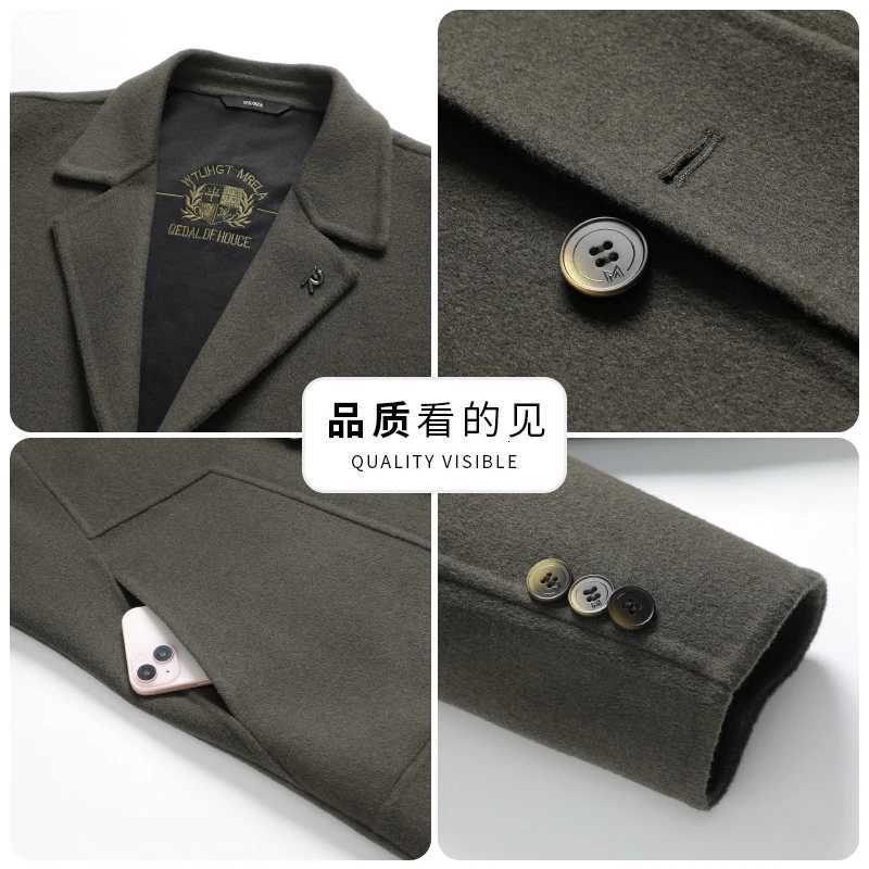 New autumn and winter casual and fashionable woolen doublesided mediumlength overcoat cotton and wool jacketT251025