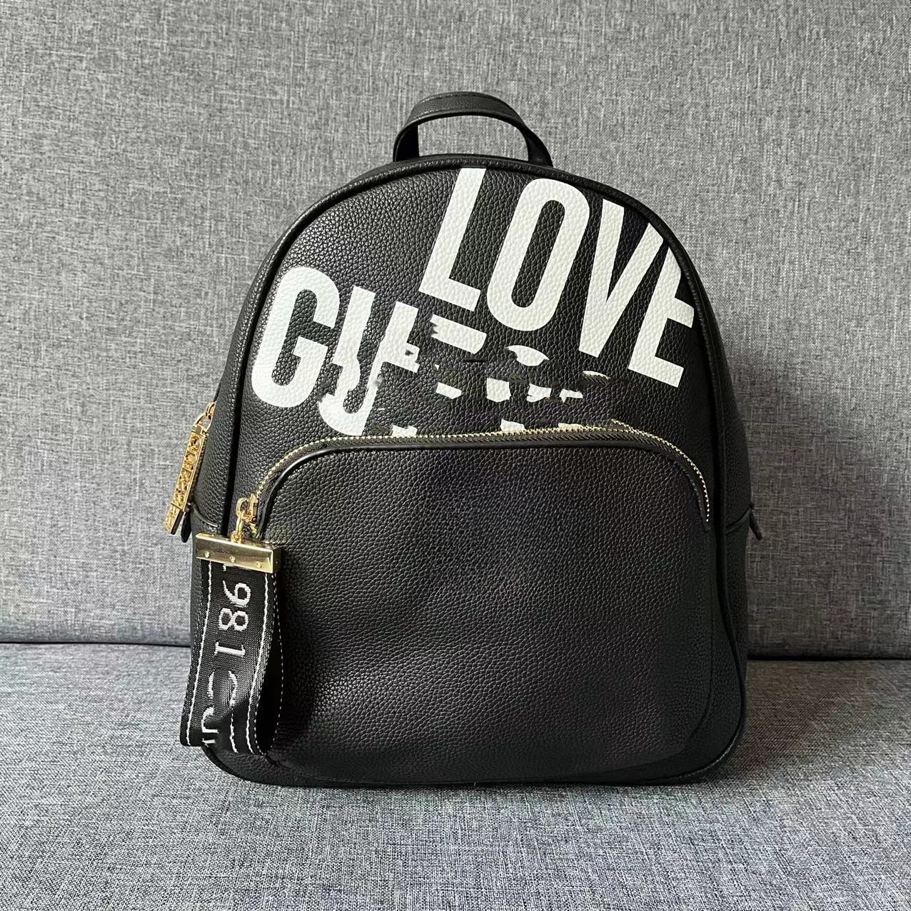 New European and American Fashion Casual Simple Solid Color Letter Large Capacity Designer Backpack Mommy Bag Women's Bag