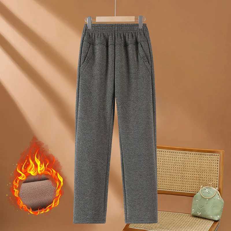 High Quality Woolen Straight Trousers Women Autumn Winter Oversize 6XL High Waist Pants Fleece Thicken Warm Casual Pants FemaleT251025