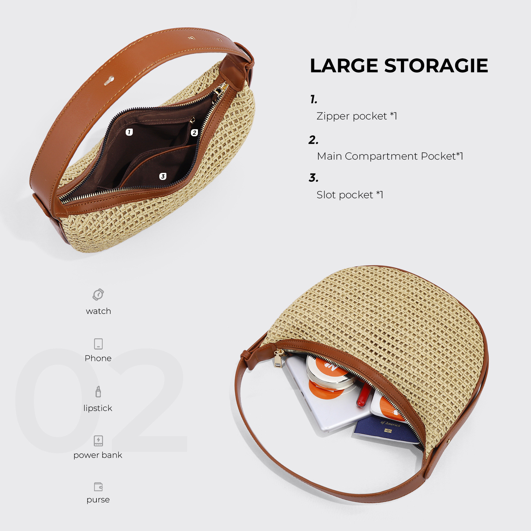 Luxury Brand Designer Bag Summer New Style Woven Moon Bag Versatile Shoulder Underarm Bag For Women Niche Crossbody Bag Lightweight