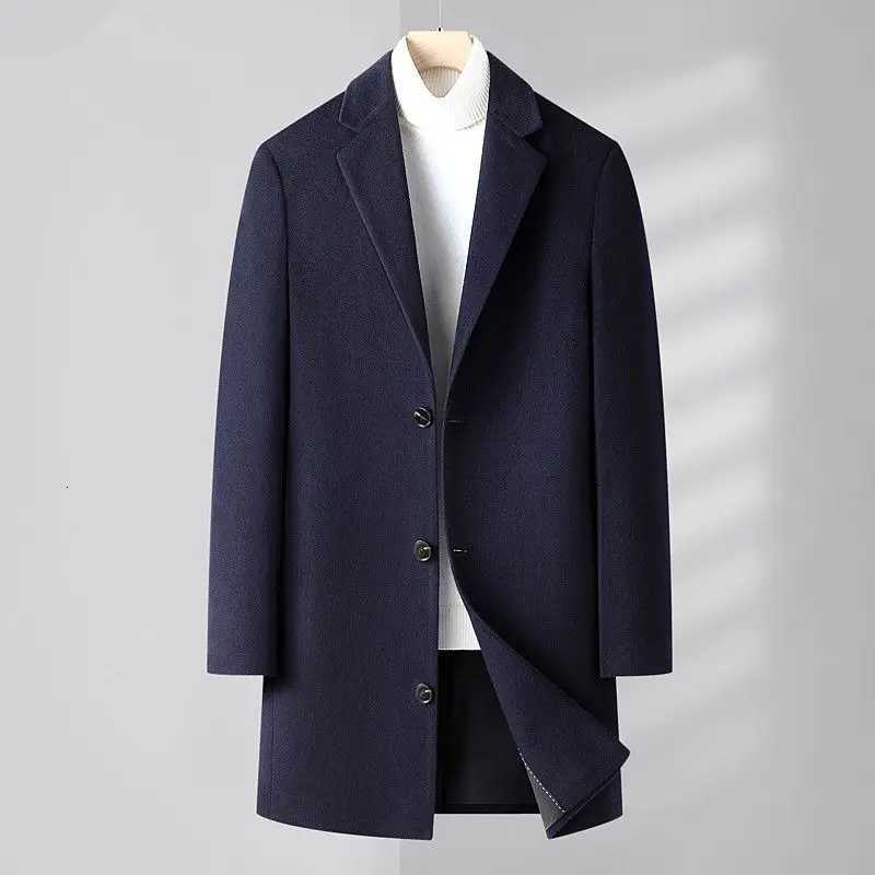 Large Size Men Clothing Wool Coats Coat Korean Autumn Winter Casual Solid Loose Male Clothes Long Sleeve Midi Overcoat BlendsT251025