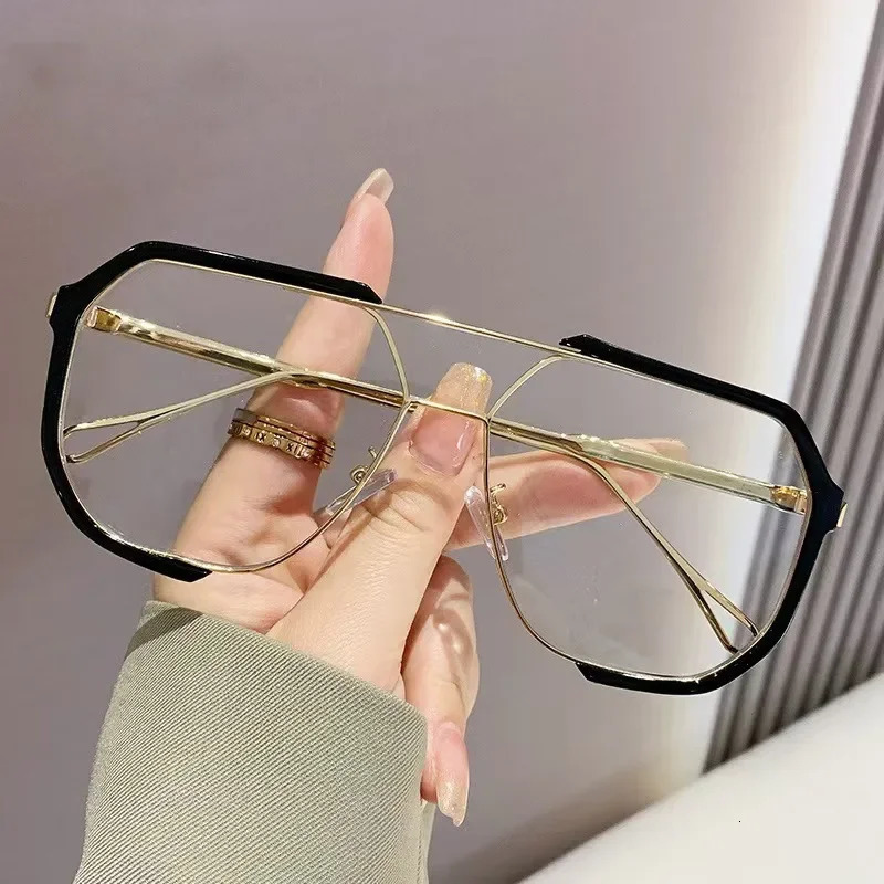 Fashion Ins Style UV400 Sunglasses for Men Women Unisex Trendy Double Bridge Oversized Sun Glasses Classic Large Plain Glasses 251023