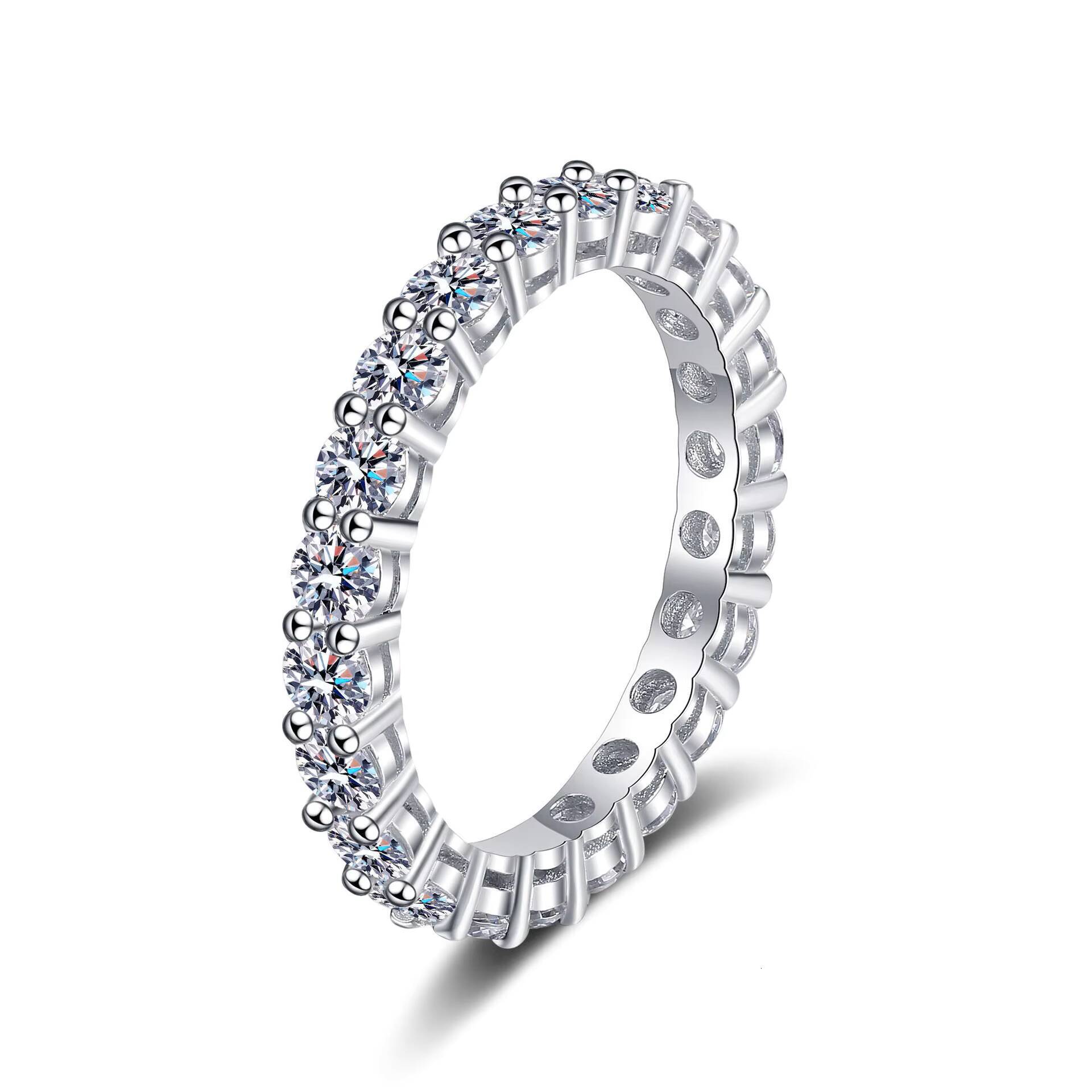 Womens 925 Sterling Silver PT950 GoldPlated OneRow Moissanite Ring Factory Direct Fine Jewelry Wholesale Custom Support