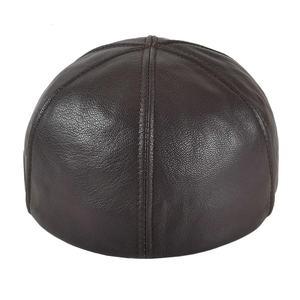 VOBOOM Genuine Leather Flat Cap Men Fall Winter Cabbies sboy Hat Coffee Brown Ivy Caps Soft Smooth Textured Hats 251021