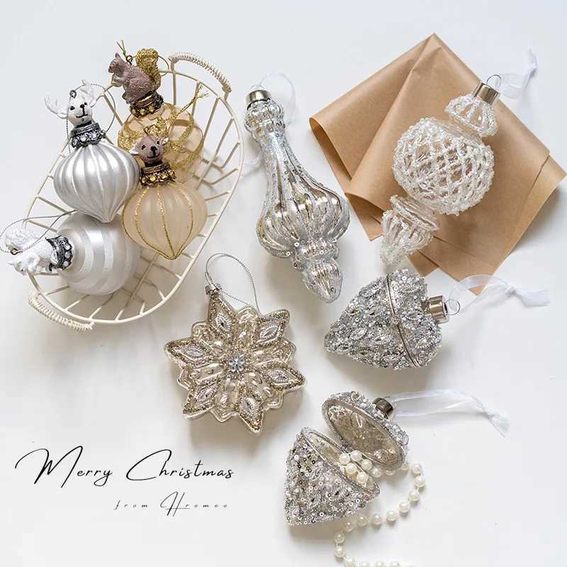 1PCS Christmas Decoration Glass Ball Shaped Pendant Squirrel Water Drop Pendant Christmas Tree Decoration Jewelry Box C251024