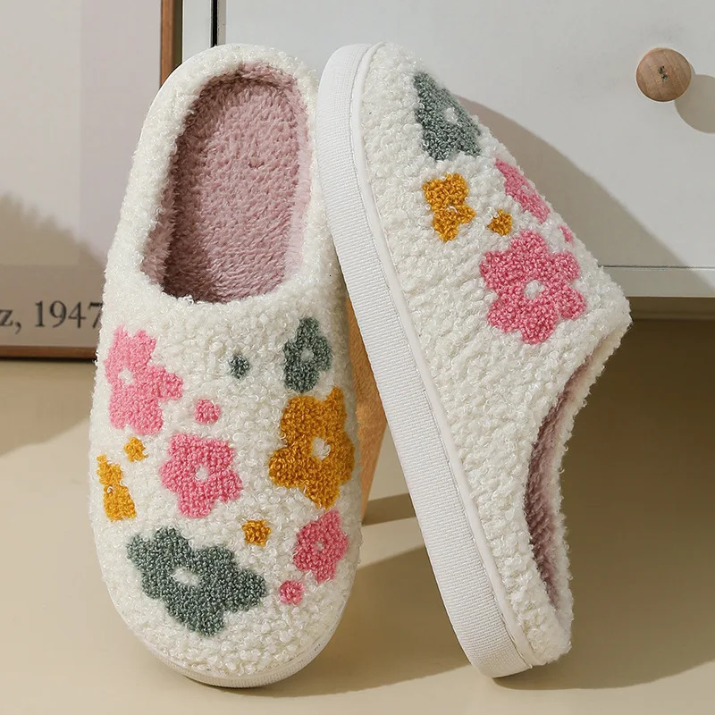 Winter Lovely Women Slippers Girls Fashion Flowers Home Slides Couples Soft Seagulls Flat Sandals Men Christmas Flip Flops251020
