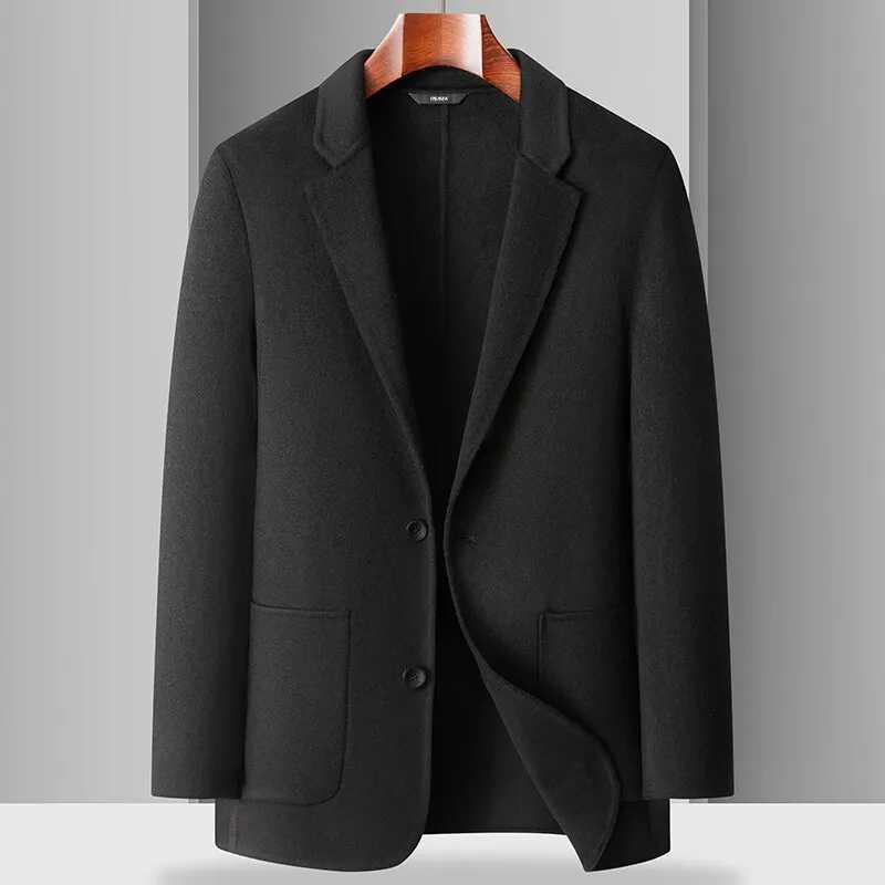 Casual Mens Woolen Coats 2025 Spring Autumn Short Overcoat Solid Color Wool Windbreaker Jacket Business Warm Top Suits ClothingT251025
