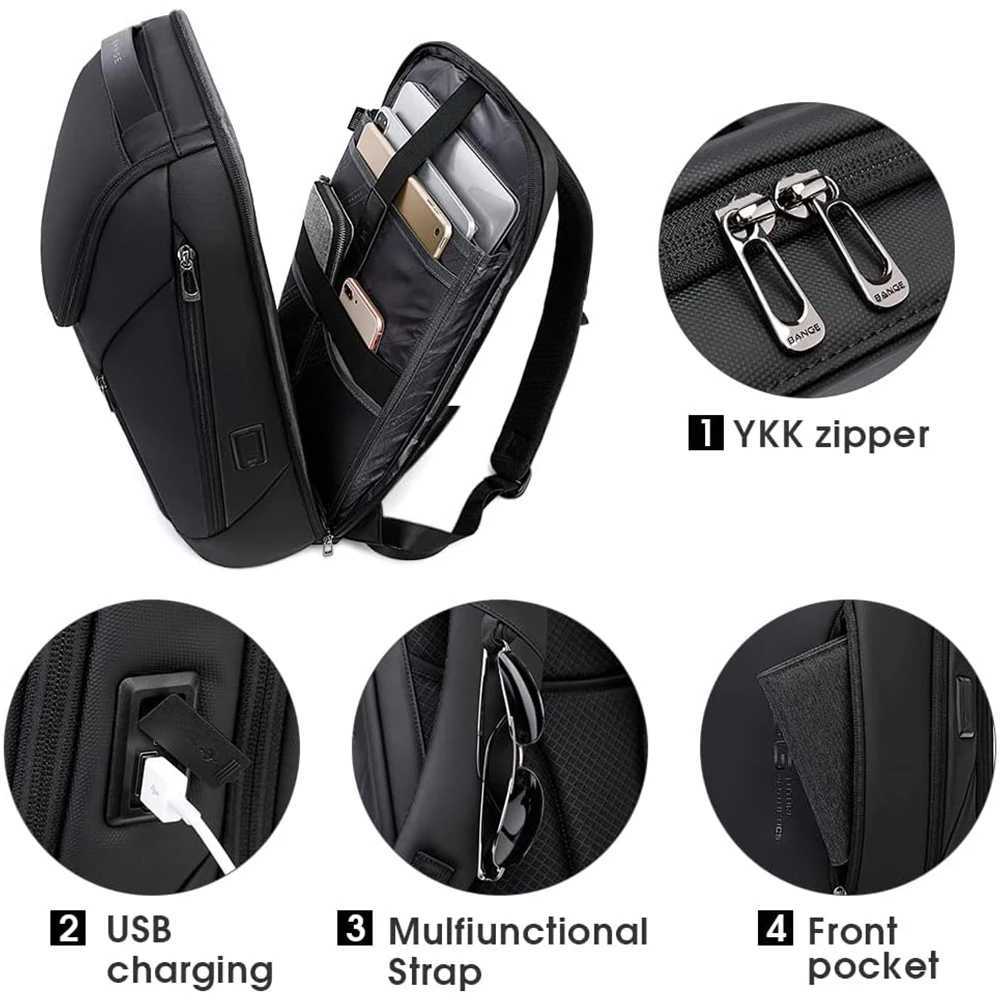 BANGE Business Backpacks Laptop 156 inch Multifunctional WaterProof Big Capacity Daily Work Male Backpack School Bag Mochila W251025
