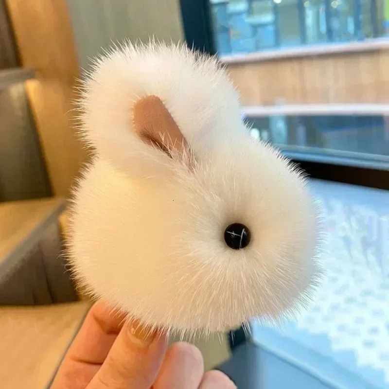 Fluffy Mink Fur Rabbit Pendant Mini Fluffy Keychain Bag Pendant Keychain Mink Fur Pink Rabbit 251021