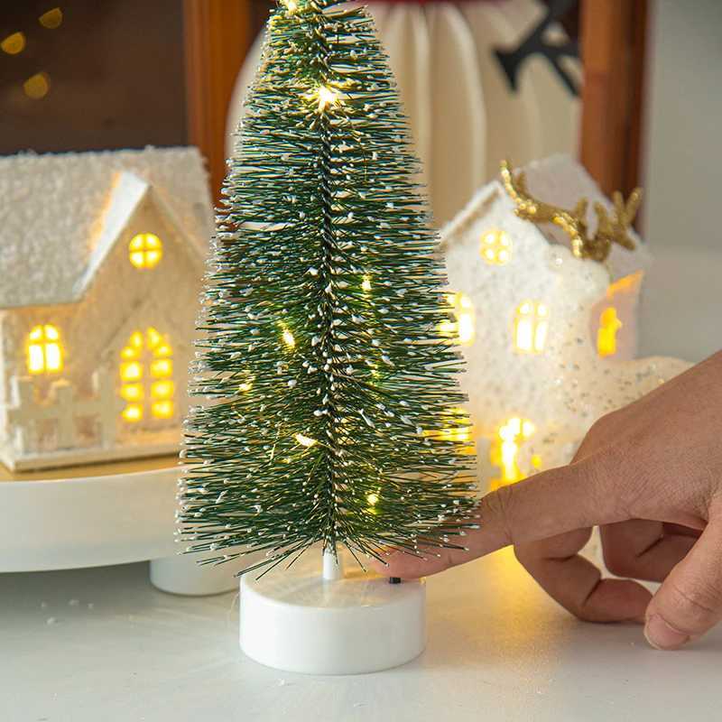 Christmas Decorations Cute Elk Snow House Christmas Tree Ornaments Glowing Xmas New Year Atmosphere Props Navidad Gifts C251024