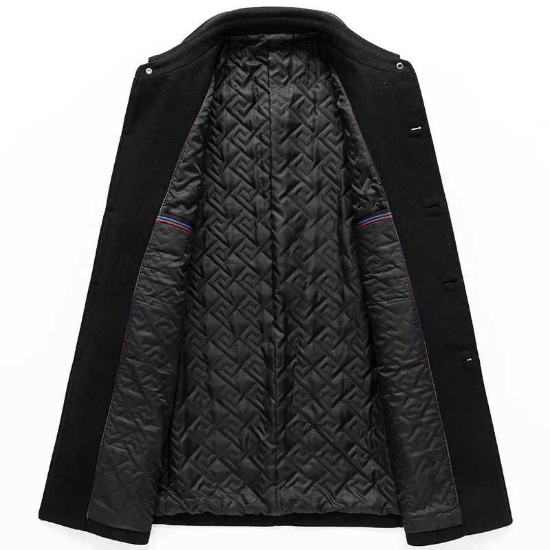 Men Woolen Lapel Business Casual Trench Coats Man Winter Long Jackets Overcoats Male Cashmere Trench Coats Woolen Blends Coats 5T251025