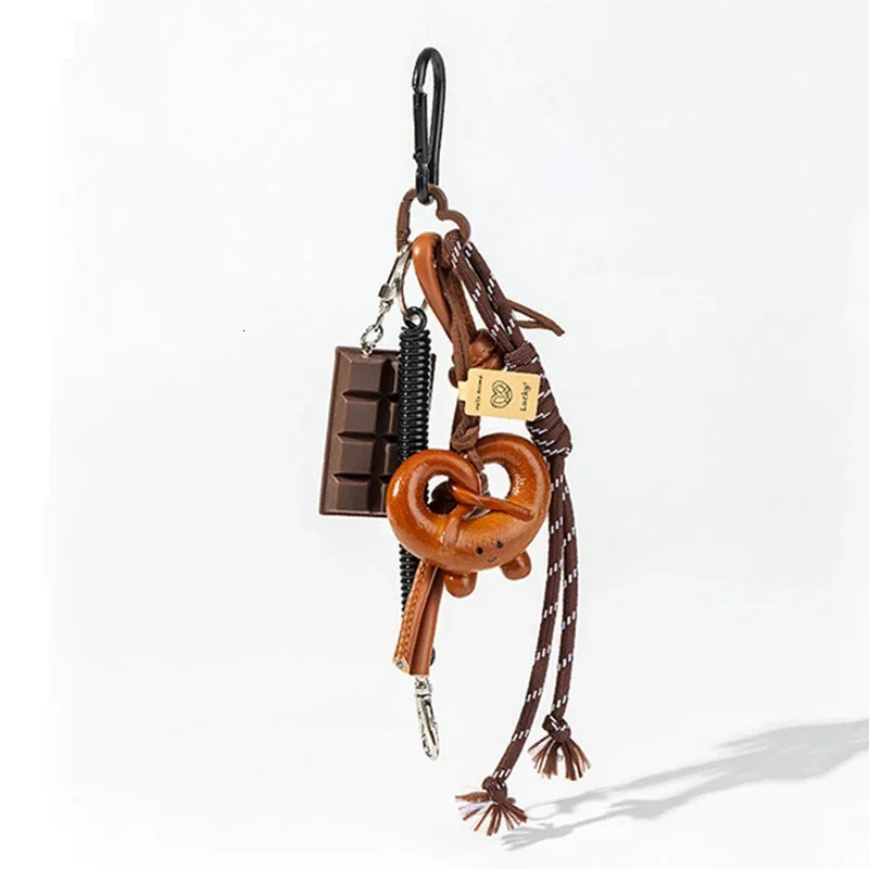 Braided Rope Bag Pendant Highgrade Keychain Pendant Cute Alkaline Water Bread Ins Bag Pendant Chocolate Pendant 251023