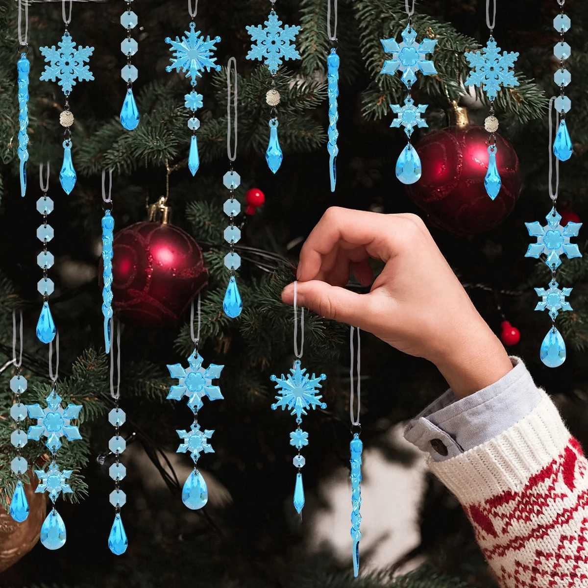 Christmas Crystal Acrylic Ornaments Christmas Decoration for Home 2025 Snowflake Xmas Tree Hanging Pendants New Year Gift 2026 C251024
