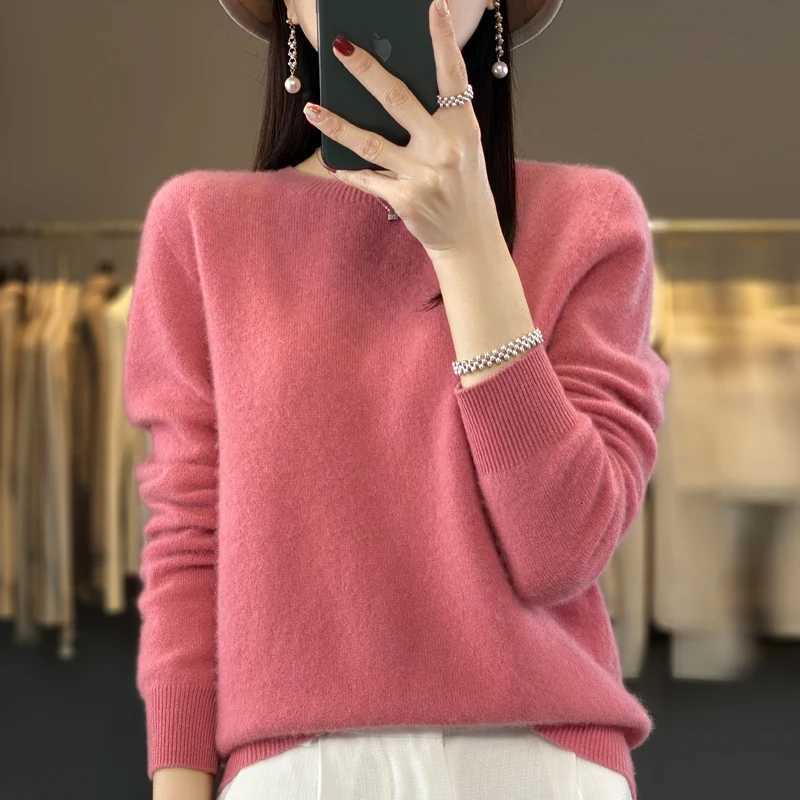100 Merino Wool Sweater Women Oneck Cashmere Knitwear Female Pullover Autumn Winter Casual Tops Solid Color Soft ClothingT251025