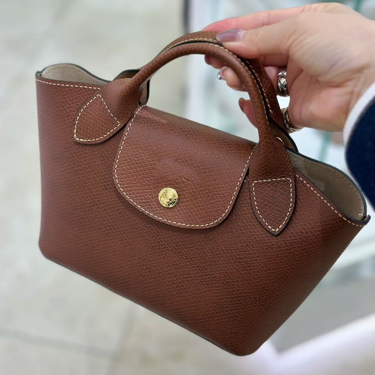 Tote Bag 5aaa Longchamp French Mini Dumpling Daily Commute Versatile Crossbody Handbag Womens Small Bag with Perforated Shoulder Strap