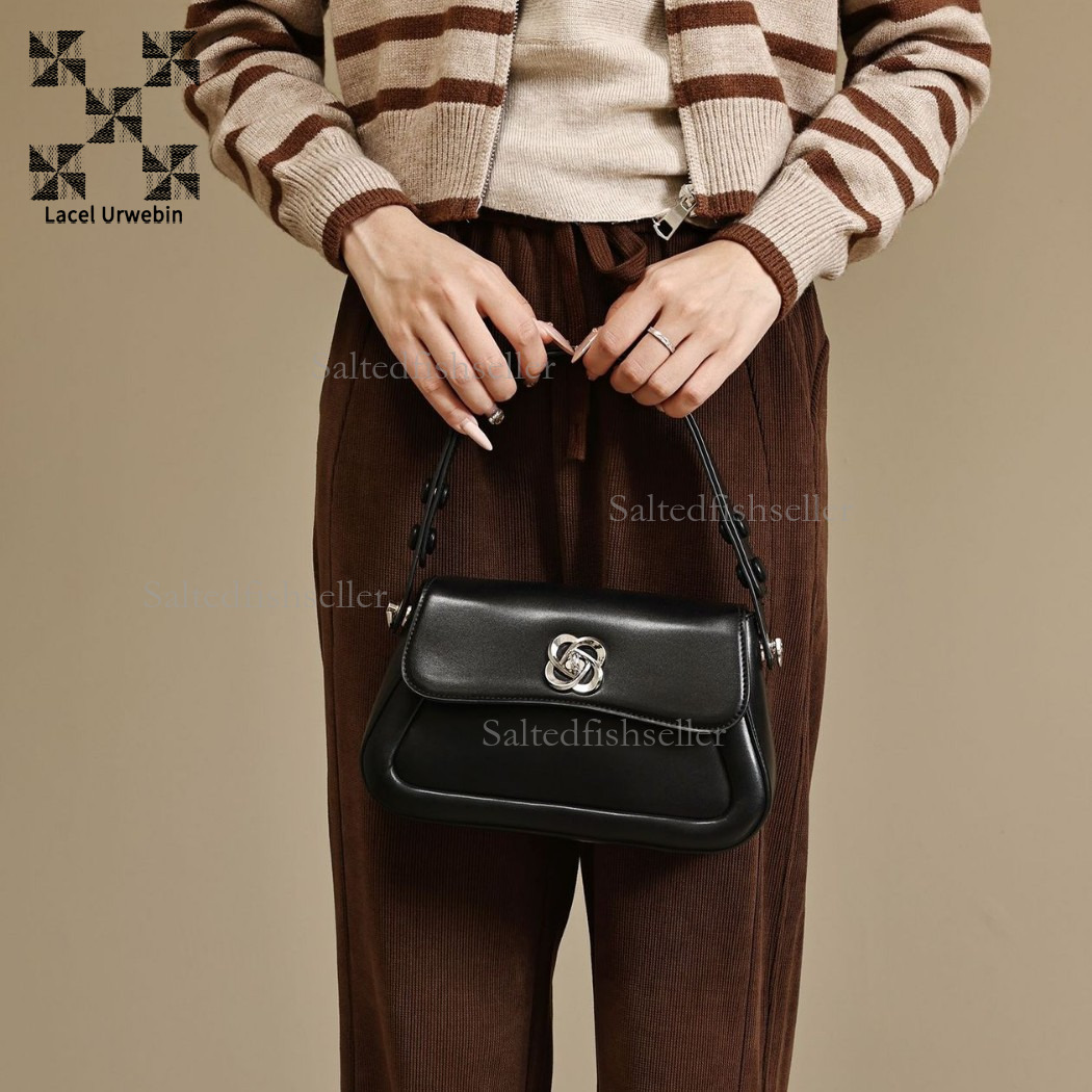 Lacel Urwebin Designer Autumn/winter New Women's Handbag Fashion Metal Flip Up Three Dimensional Commuter Shoulder Cross Shoulder Small Square Ba