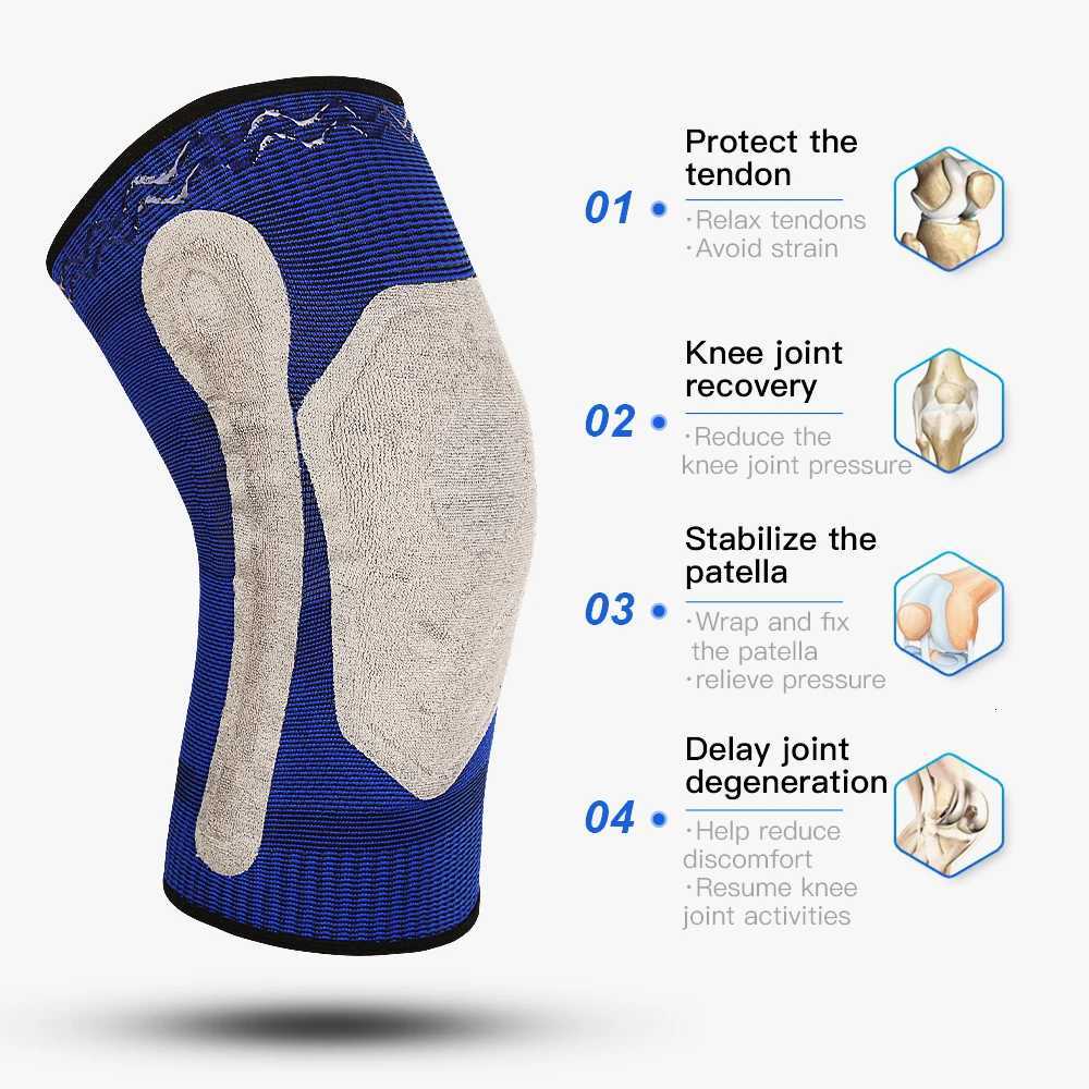Kyncilor Elastic Silicone Knee Brace Nylon Sports Knee Pads Fitness Gear Patella Brace Running Basketball Volleyball Support Y251024
