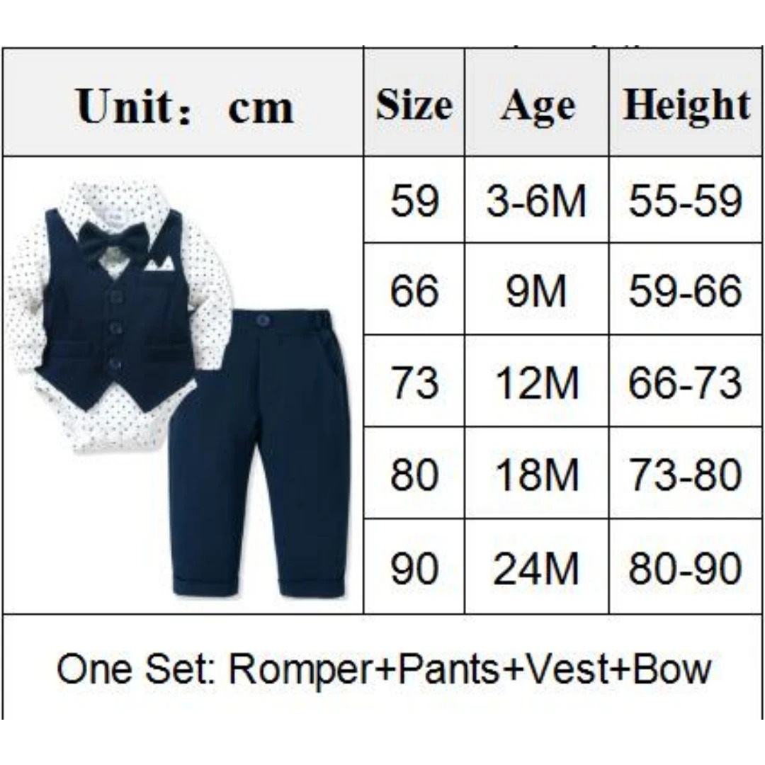 Baby Boy Gentleman Set Infant 1st Birthday Outfit for Boy Polka Dot Bodysuit Long Sleeve born Cotton Autumn Spring Clothes 251023