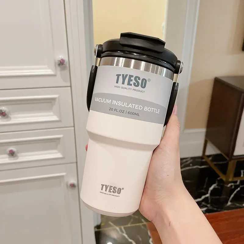 600ML Tyeso Coffee Cup Stainless Steel Thermos Bottle Portable Vacuum Mug Thermos Insulated Car Cup Milk Tea Water Bottle J251025
