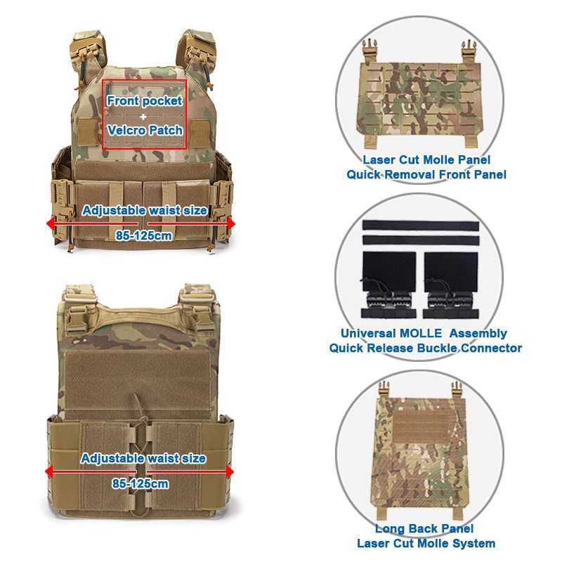 Plate CarrierNylon Tactical VestMol Vestfor Outdoor Hunting Accory Holds Standard 25x30cm PlateInclude 1 Pair Mesh Y251022