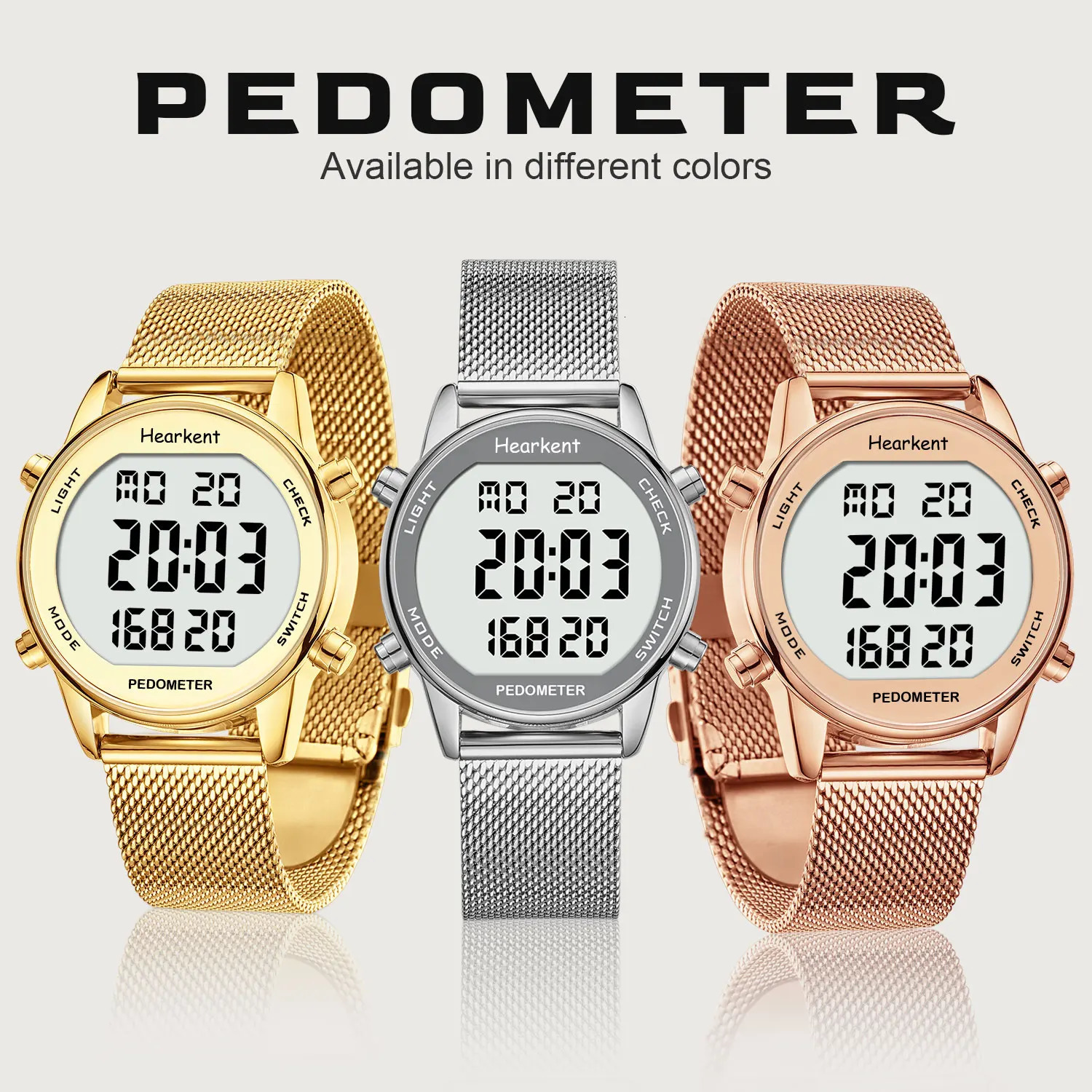Hearkent Pedometer Watches Sport Step Counter Womens Digital Watches Calories Mile Tracker Waterproof 30M for Walking Running 251021