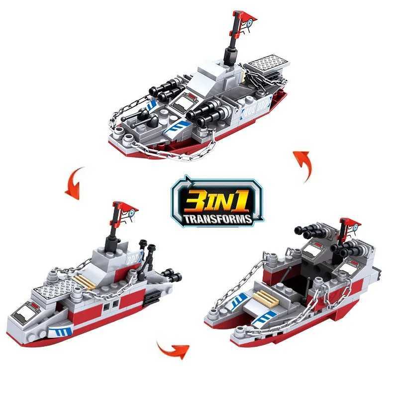 1000Pcs Navy War Chariot Ship Army Boat Plane Model Warships Building Blocks City Children Toys for Boy C251023
