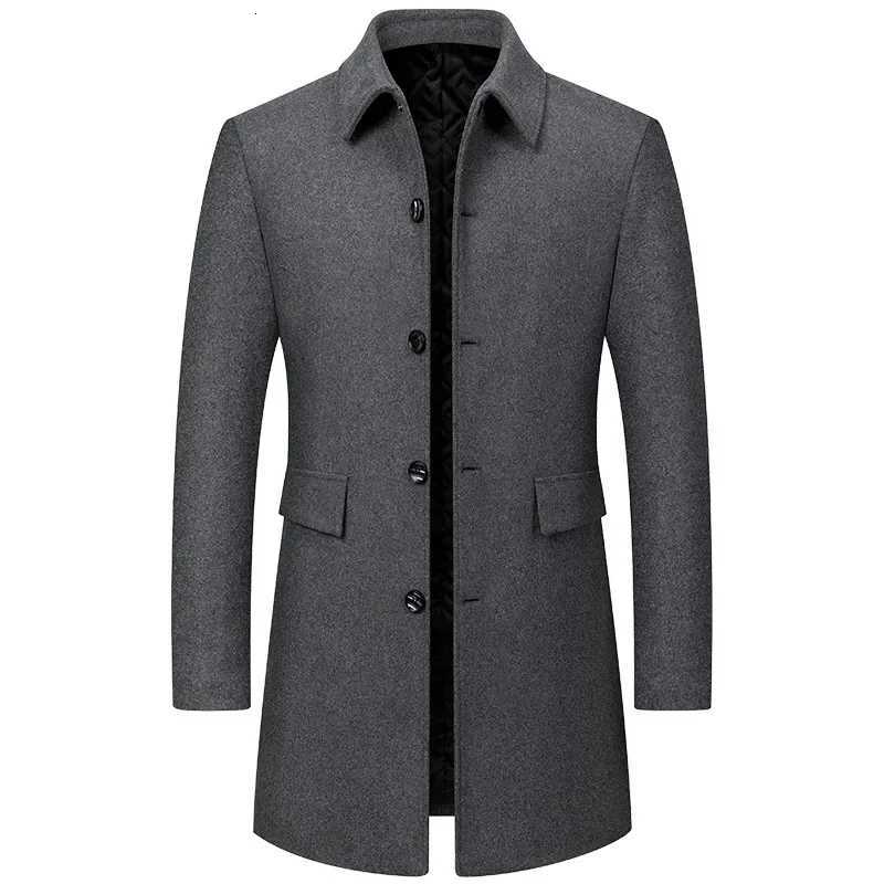 Men Woolen Lapel Business Casual Trench Coats Man Winter Long Jackets Overcoats Male Cashmere Trench Coats Woolen Blends Coats 5T251025