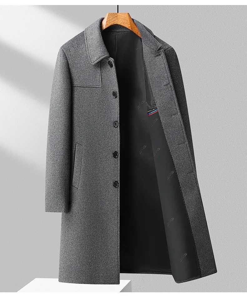 New Winter Men Formal Wear Business Wool Trench Coats British Cashmere Overcoats Quality Man Woolen Blends Long Jackets Size 4XLT251025
