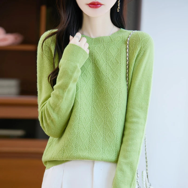 Womens Sweater Oneck 100 Merino Wool Knitwear Cashmere Pullover Autumn Winter Long Sleeve Grace Solid Comfortable Clothes Top 251023