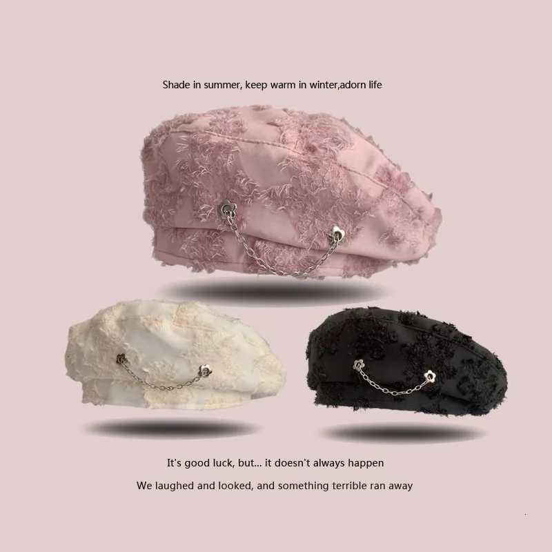 Korean Style Vintage Wen Beanies Hat Lace Street Fashion Beret Colorf Skewer Pumpkin Art Beret Hat Wen Y251025