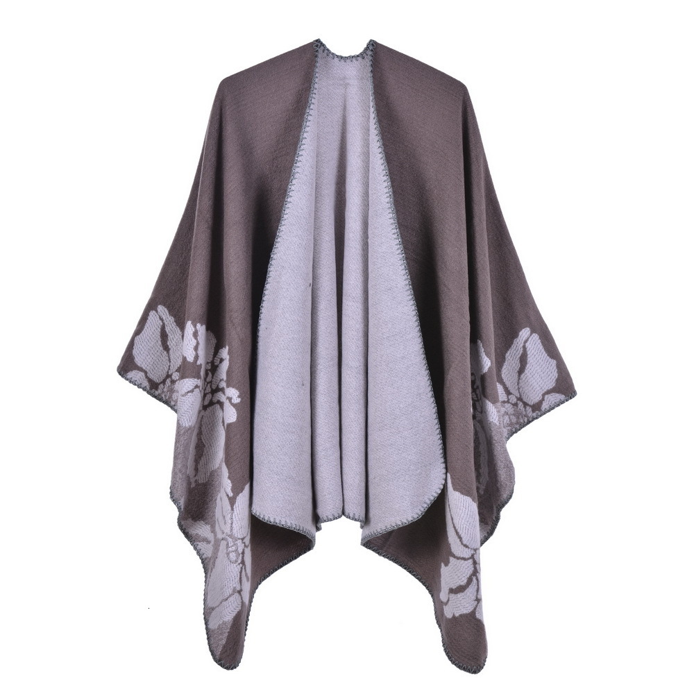 New Fashion Thickened Large Shawl for Women with Large Flowers DoubleSided Imitation Cashmere MultiFunctional Cape