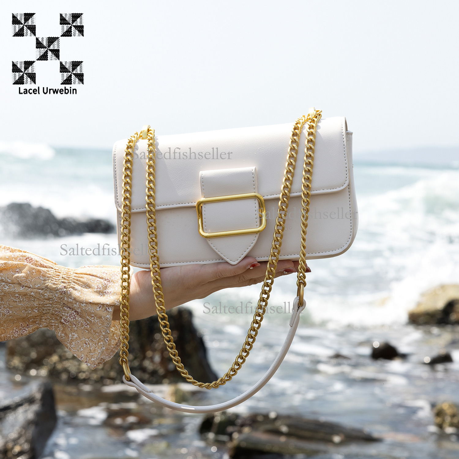Lacel Urwebin Designer Fashion Women's Bag Luxury New Urban Simple Underarm Small Square Bag Stylish Ins Single Shoulder Cross Shoulder Chain Bag