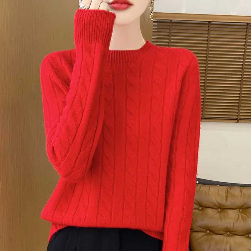 Womens Autumn And Winter 100 Merino Wool Knitted Sweater Firstline Ready To Wear Fashion Round Neck Sweater Warm Casual TopT251025