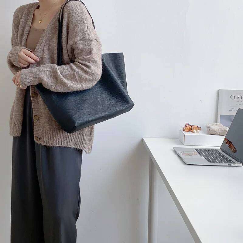 New Big PU Leather Composite Handbag Woman Casual Tote Shoulder Bags Simplicity Vintage Ladies Fashion Shopping Pack 1025